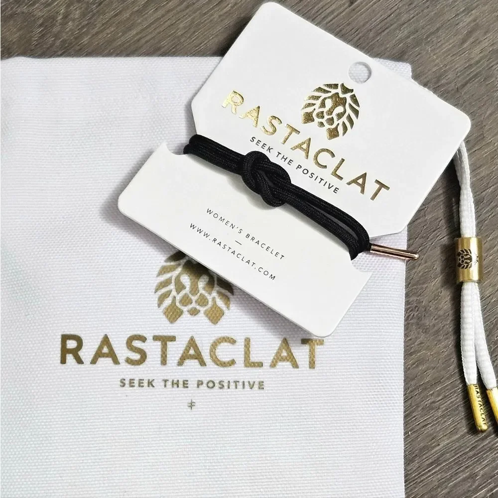 RASTACLAT DAHLIA 2 positive vibes black & peach gold adjustable knot bracelet - Picture 2 of 9